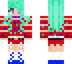 first cyan & red shirt
