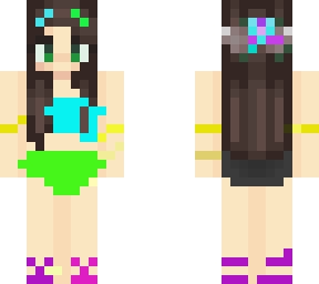 girl in blue and green swimsuit