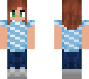girl with blue diagonal striped shirt