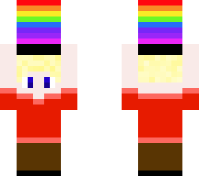a boy  carrying a rainbow...