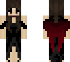 black dress red wings brown hair girl
