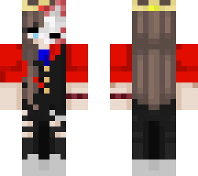 girl with a fox mask, red shirt