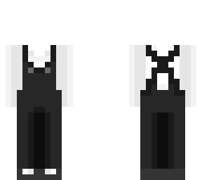 white shirt with gray overall