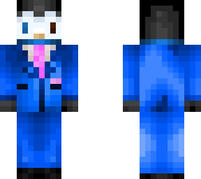 re-edit penguin wearing a blue tuxedo