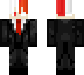 red and white hair skin whit a suit