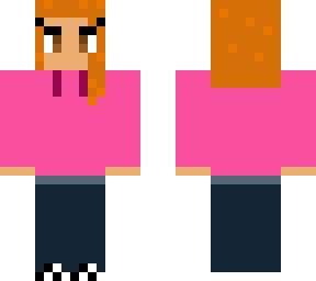 red hair w/ pink sweatshirt