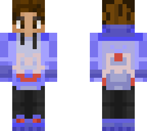 blue purpled, brown hair, brown eyes