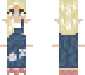 blonde girl in overalls