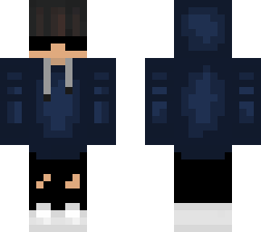 blue hoodie guy with glasses | Minecraft Skin