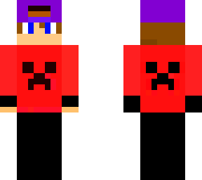 first skin purple cap and red creeper shirt