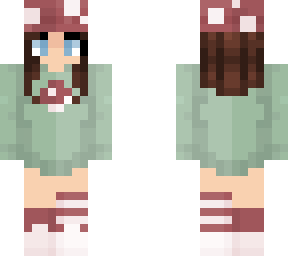 brunette girl in mushroom outfit