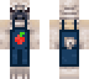pug with apple overalls