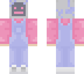 tv head, with overalls, sweater, and glitch (for gen)