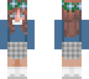 blue sweater plaid skirt