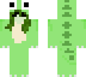 green in a dino costume with tummy
