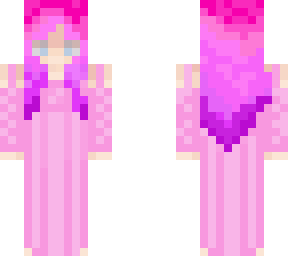 hot pink and purple ombre hair girl in pink dress