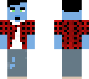 red shirt blue man