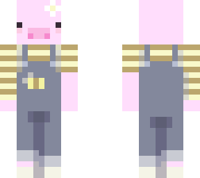 soft pig in overalls