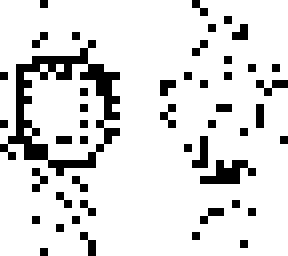 black  pixels on white