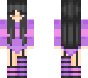 pink and purple hooodie and thigh highs