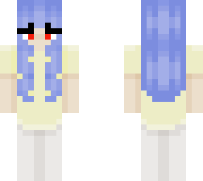 blue haired yellow sweater