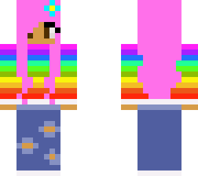 bubblegum hair girl with rainbow shirt ( read description cause no editing )