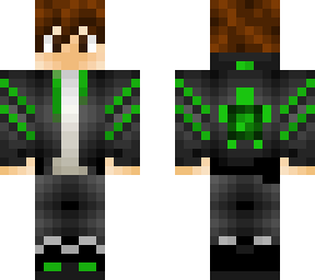 dark brown haired kid with black and green turtle hoodie