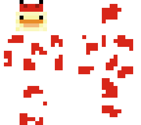 duck in a mushroom cow costume