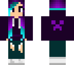 girl in hoddie with creeper face
