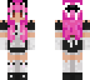 long pink haired cat maid