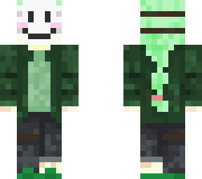 masked hoodie girl green