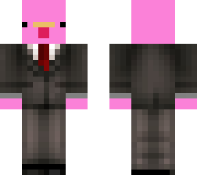 pink chicken in a suit