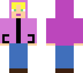 alex with blond hair in a pink hoodie
