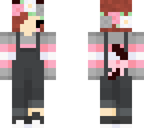brown hair cat demigirl overalls