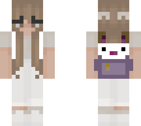 brown haired girl with bunny backpack