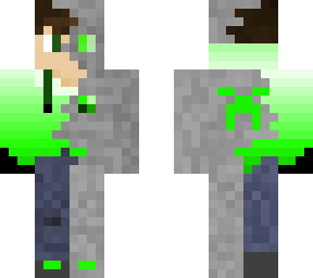 cyborg creeper boy with hoodie and headphones