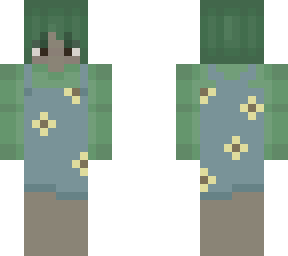 green hair -  nonbinary - overalls - dark skin
