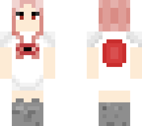 pink head, shirt dress.
