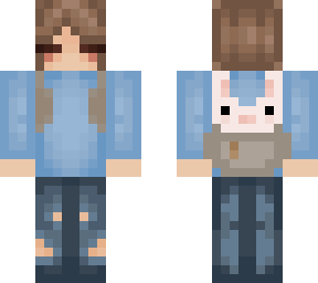 sleepy person with rabbit backpack