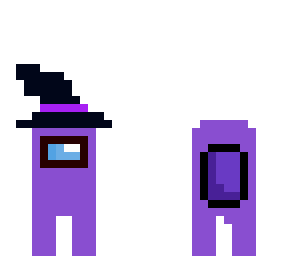 among us purple with witch hat