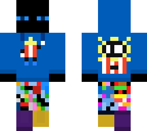 cool blue eyed enderman with popcorn guy hoodie and thanos shoes