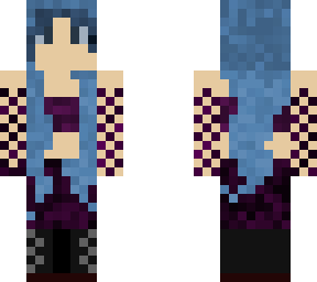 emo anime teenager girl with blue hair. with long hair.