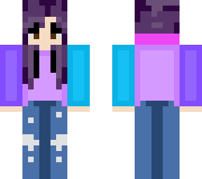 girl with purple hair and color blocked hoodie