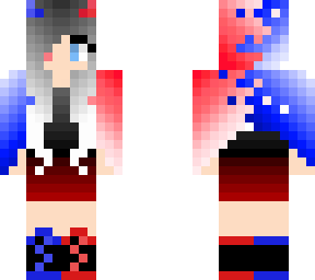half blue half red girl