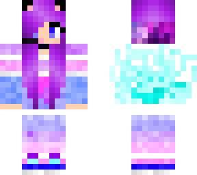 pastel gamer cat girl blue ice fire jacket