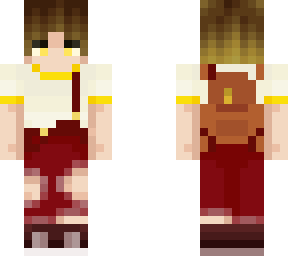 red overalls girl