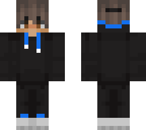 black hoodie with blue touches
