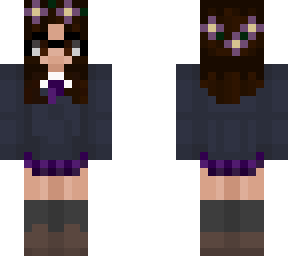 edited skin school girl with flowers and glasses