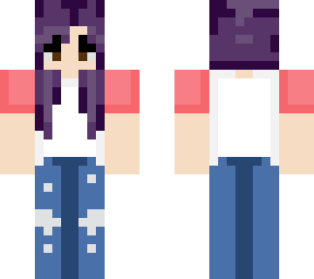 girl with purple hair and tommyinnit shirt