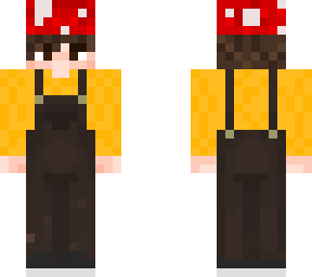 mushroom hat brown dungrees